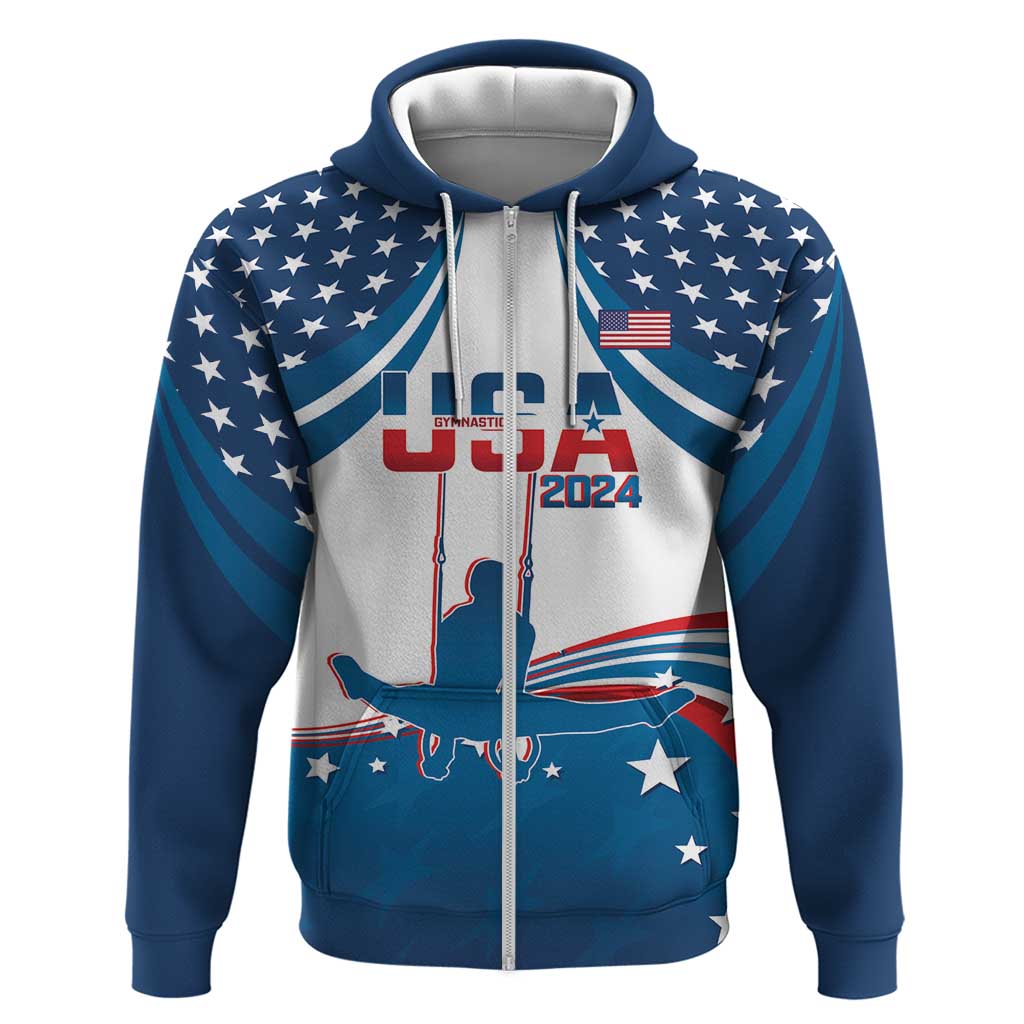 Personalized USA Gymnastics Hoodie 2024 United States Flag Curve Style LT14