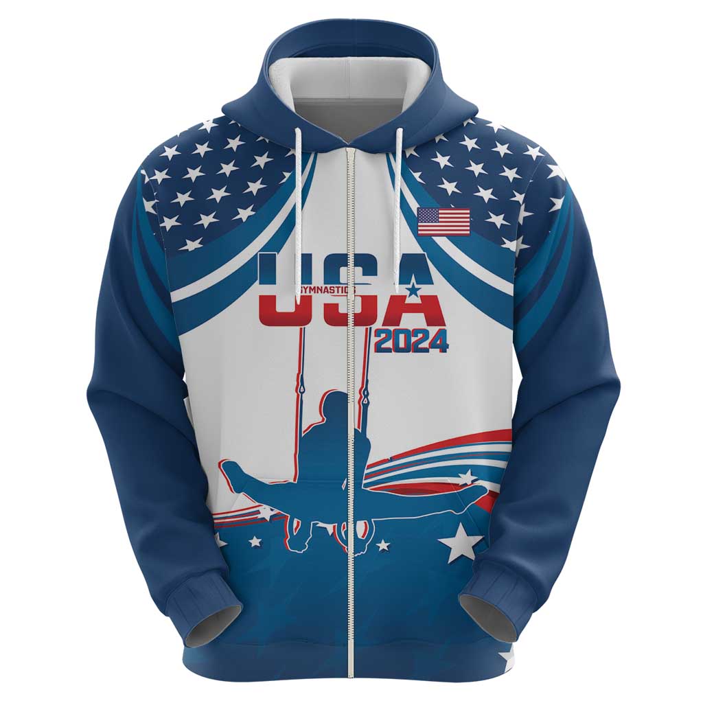 Personalized USA Gymnastics Hoodie 2024 United States Flag Curve Style LT14