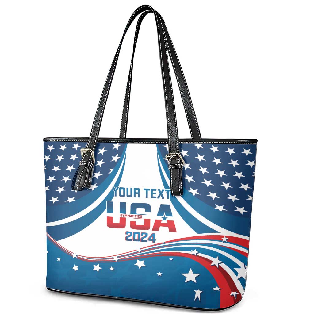 Personalized USA Gymnastics Leather Tote Bag 2024 United States Flag Curve Style LT14