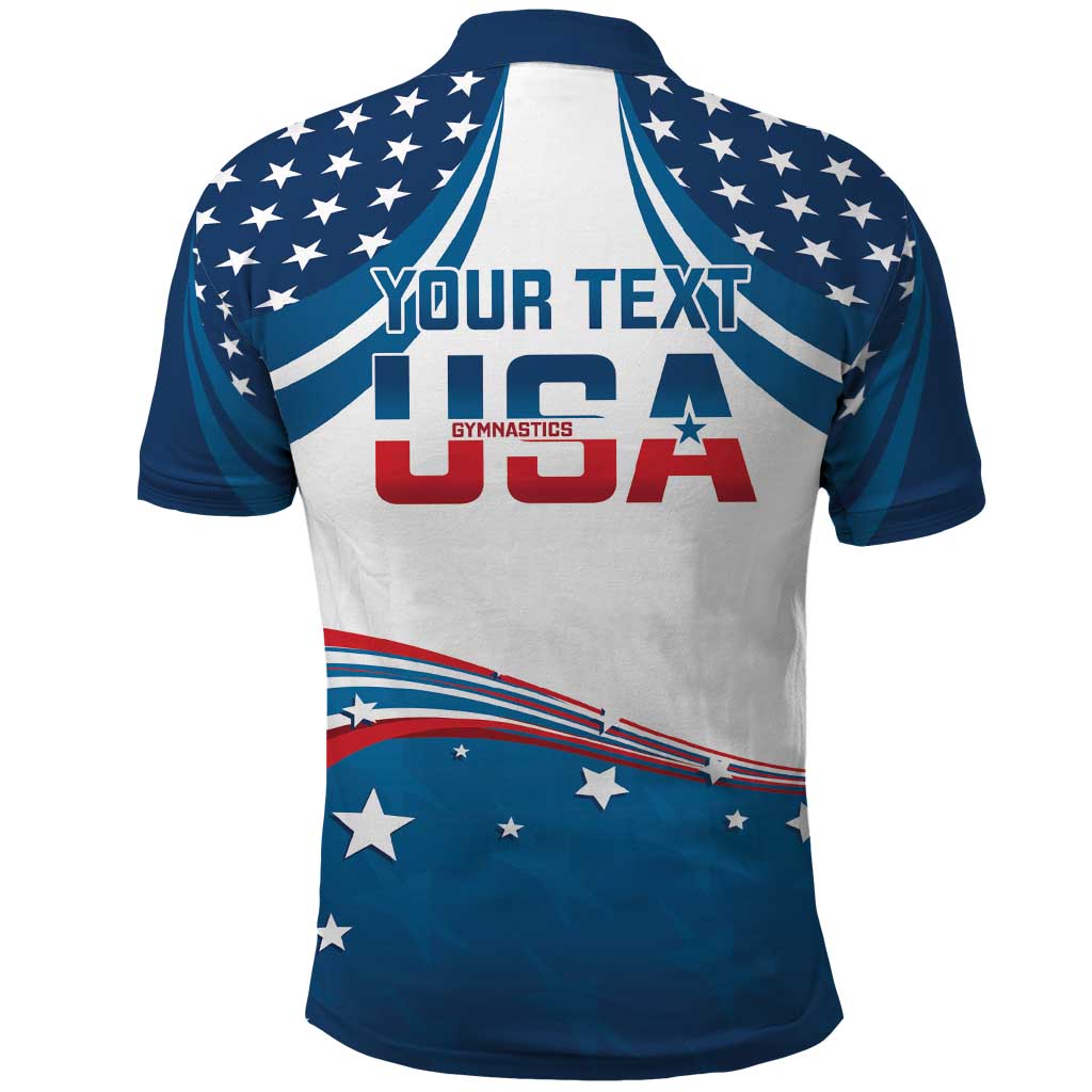 Personalized USA Gymnastics Polo Shirt 2024 United States Flag Curve Style LT14