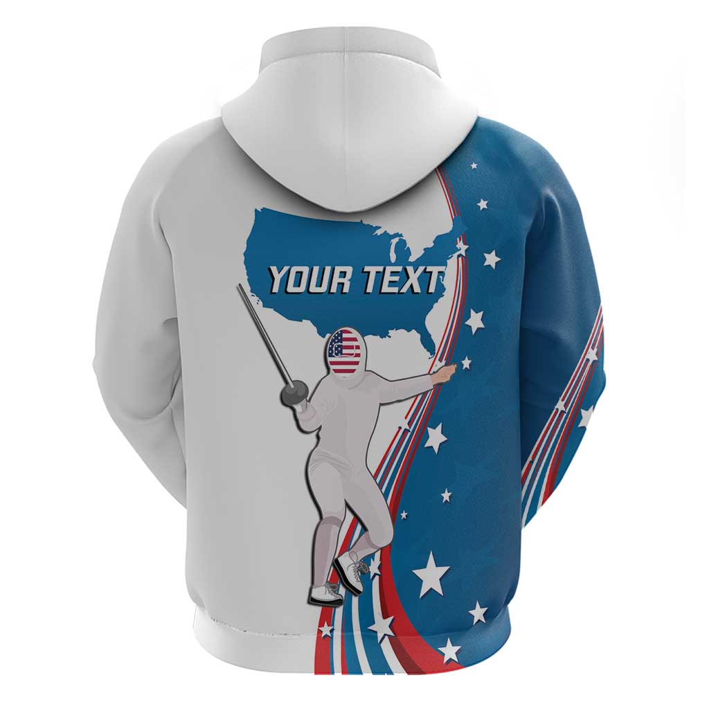 Personalized USA Fencing Hoodie 2024 United States Flag Curve Style LT14