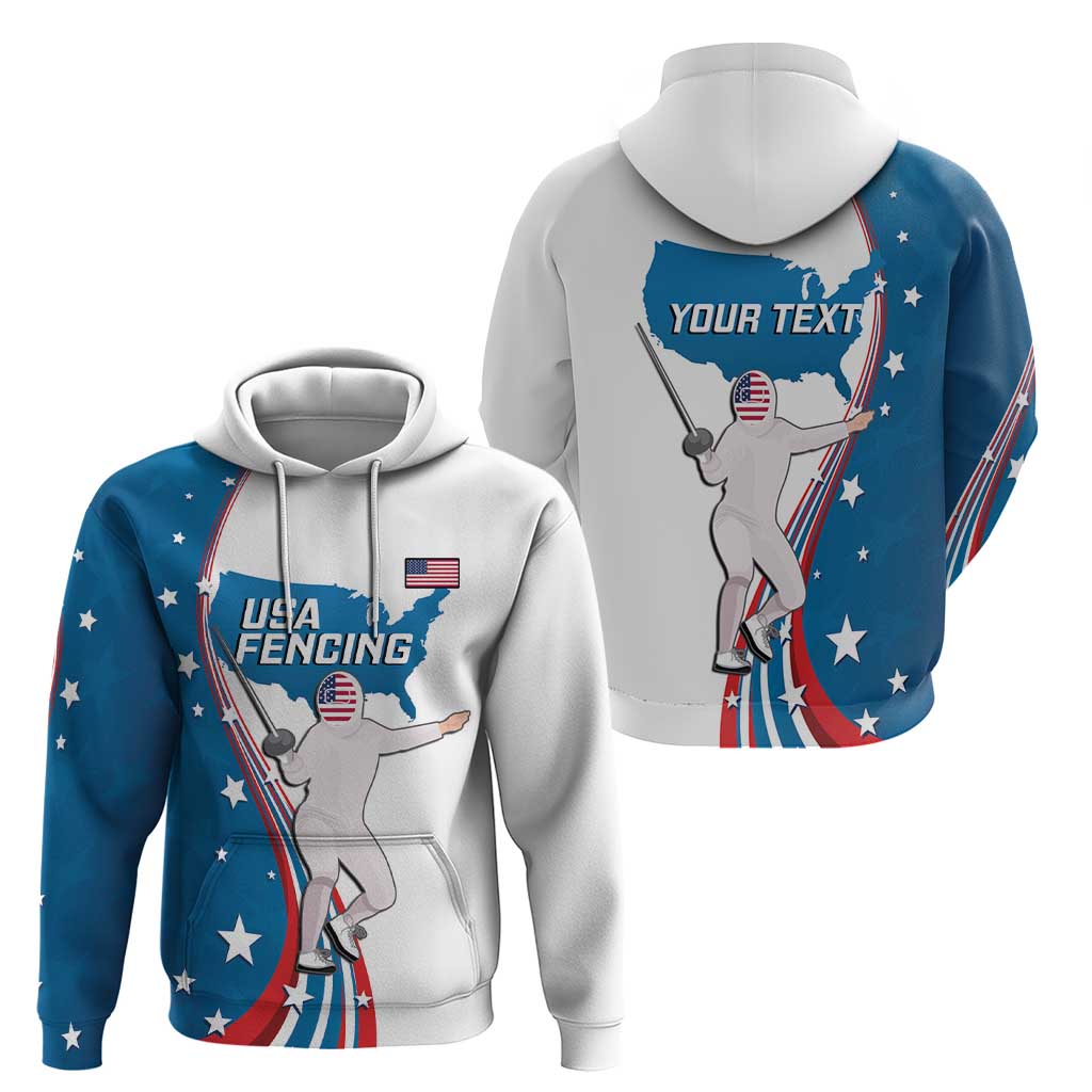 Personalized USA Fencing Hoodie 2024 United States Flag Curve Style LT14