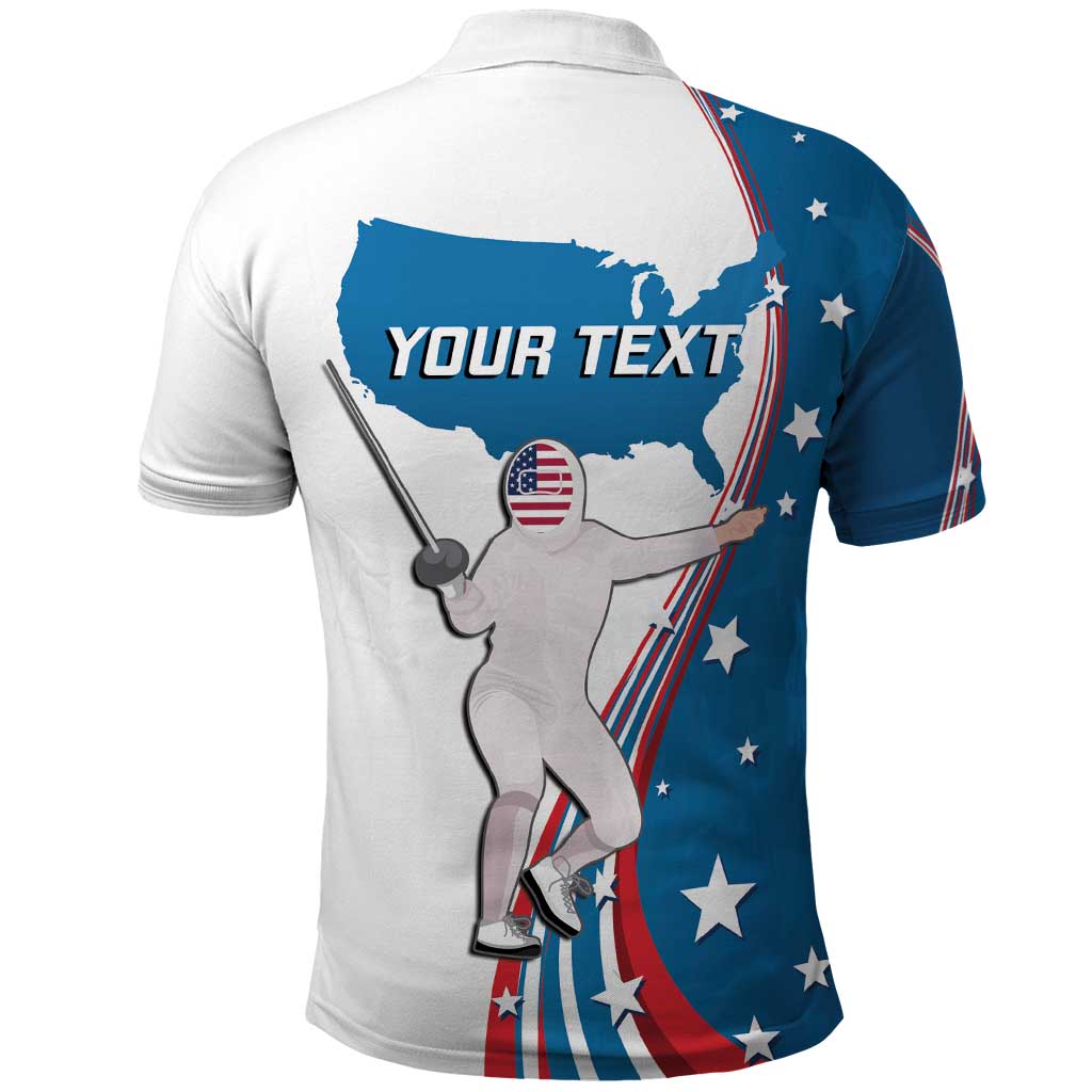 Personalized USA Fencing Polo Shirt 2024 United States Flag Curve Style LT14