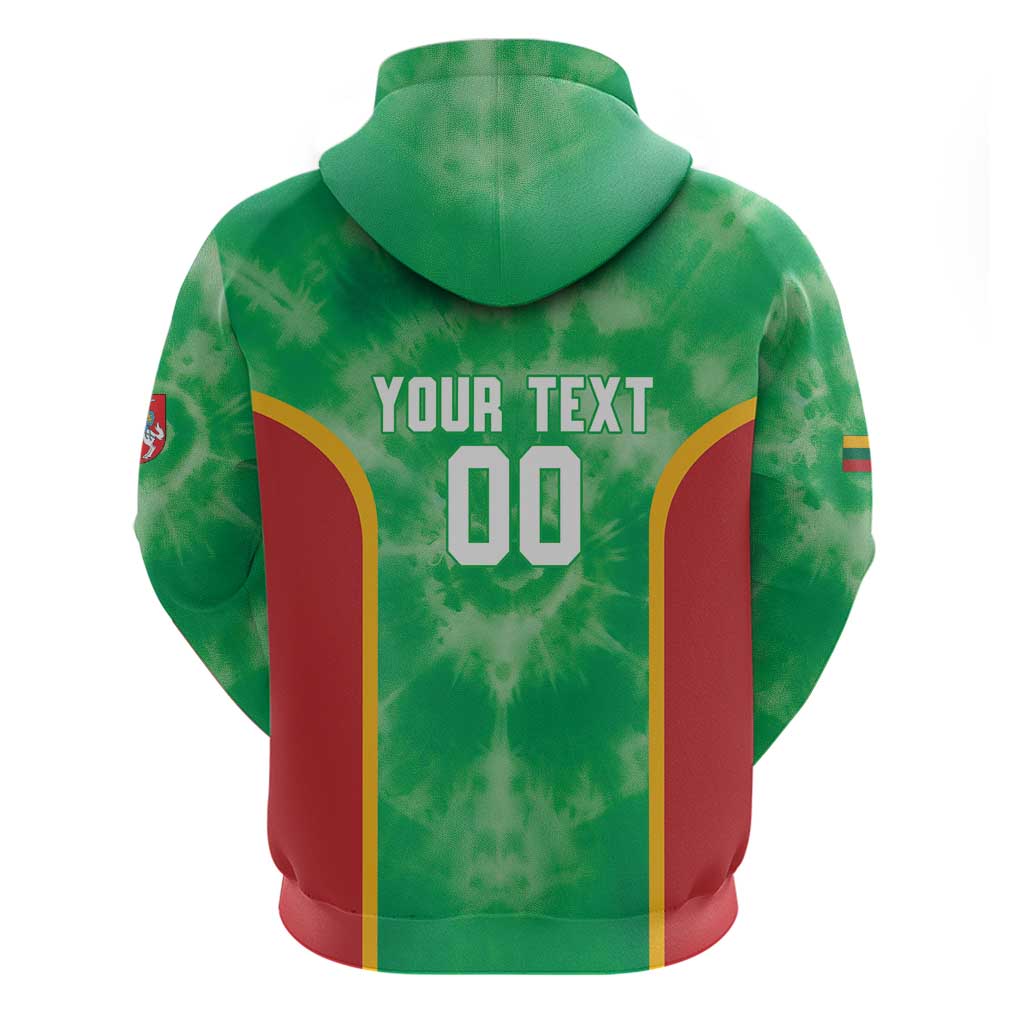 Lithuania Tie Dye Basketball Custom Hoodie Lietuva Skeleton Green LT14