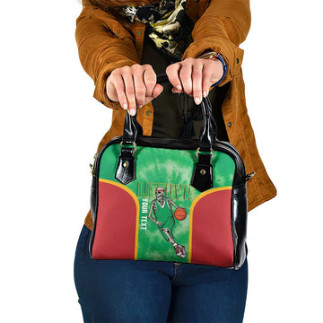 Lithuania Tie Dye Basketball Custom Shoulder Handbag Lietuva Skeleton Green LT14