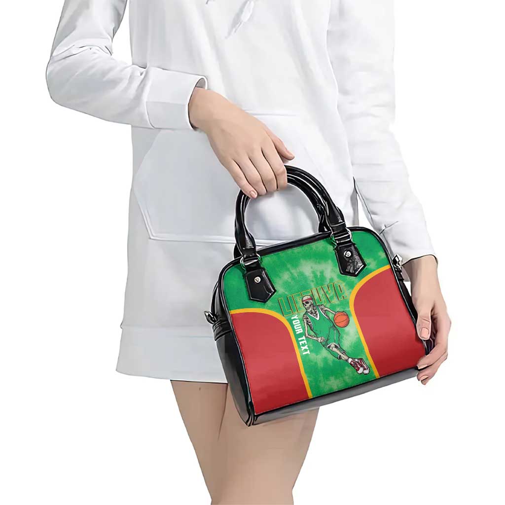 Lithuania Tie Dye Basketball Custom Shoulder Handbag Lietuva Skeleton Green LT14