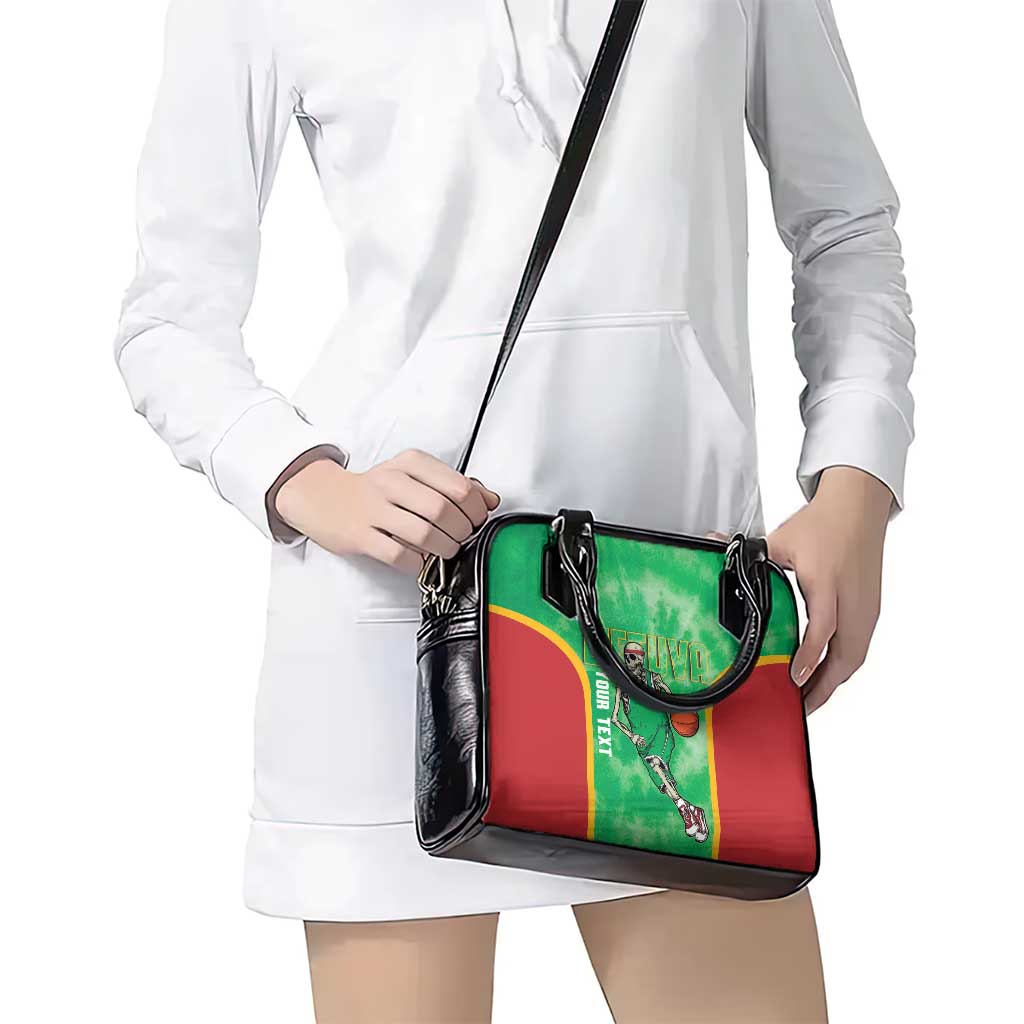 Lithuania Tie Dye Basketball Custom Shoulder Handbag Lietuva Skeleton Green LT14