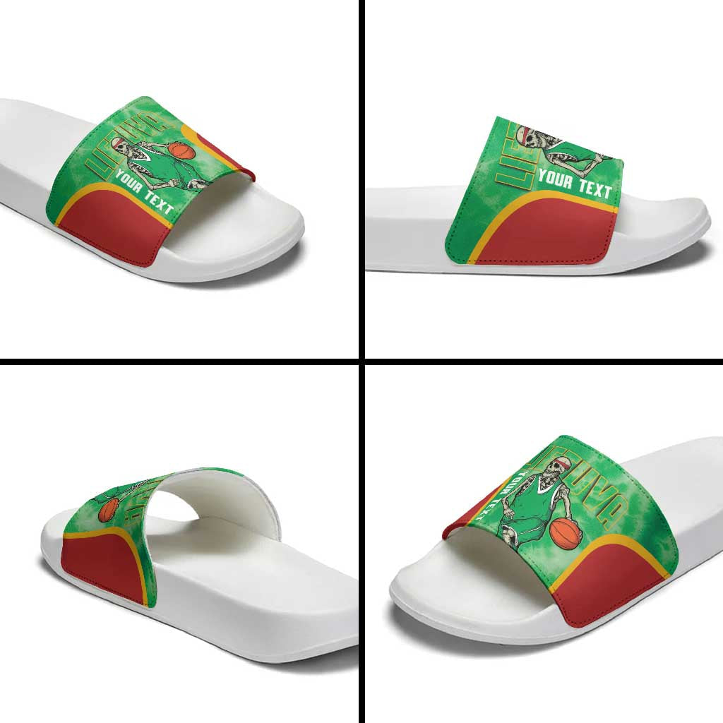 Lithuania Tie Dye Basketball Custom Slide Sandals Lietuva Skeleton Green LT14