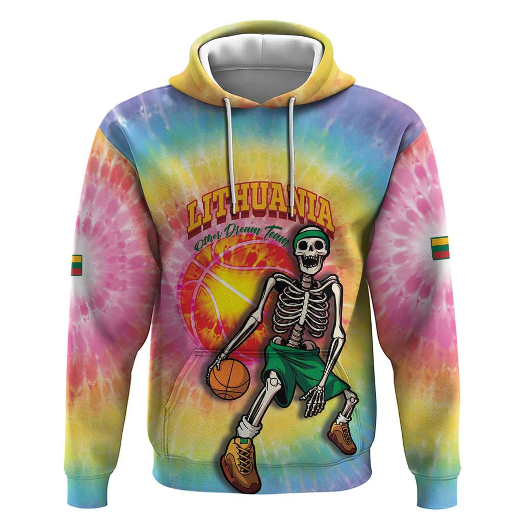 Lithuania Basketball Custom Hoodie 100th Anniversary Skeleton Colorful Tie Dye LT14