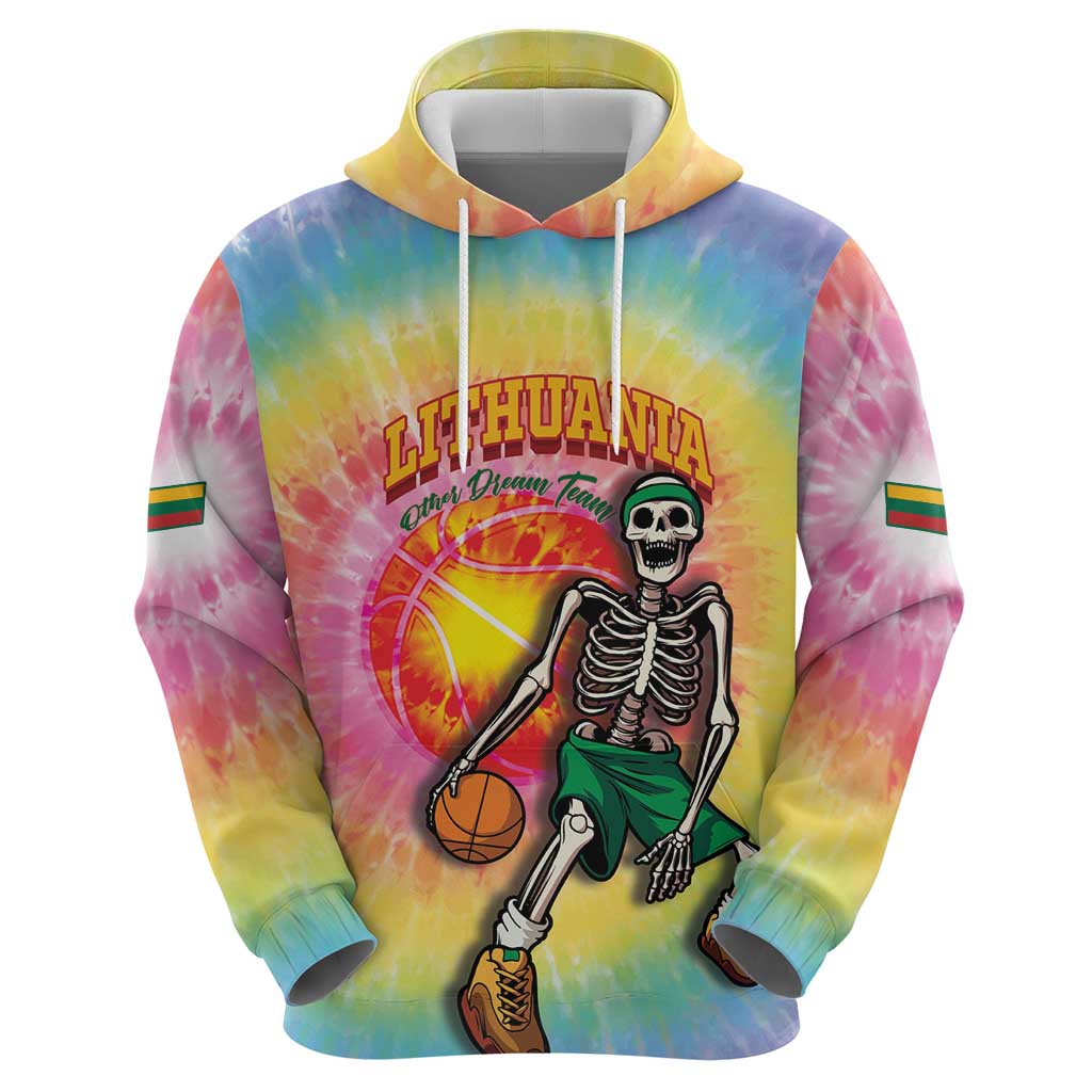 Lithuania Basketball Custom Hoodie 100th Anniversary Skeleton Colorful Tie Dye LT14