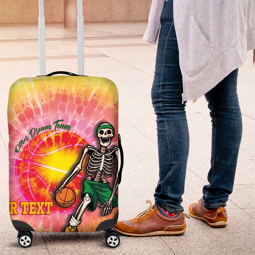 Lithuania Basketball Custom Luggage Cover 100th Anniversary Skeleton Colorful Tie Dye LT14