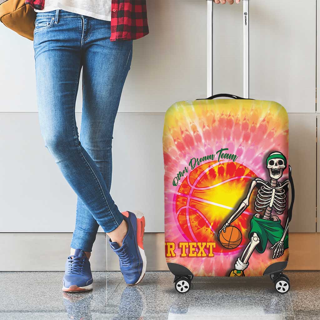 Lithuania Basketball Custom Luggage Cover 100th Anniversary Skeleton Colorful Tie Dye LT14