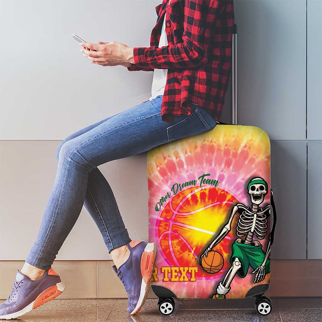 Lithuania Basketball Custom Luggage Cover 100th Anniversary Skeleton Colorful Tie Dye LT14