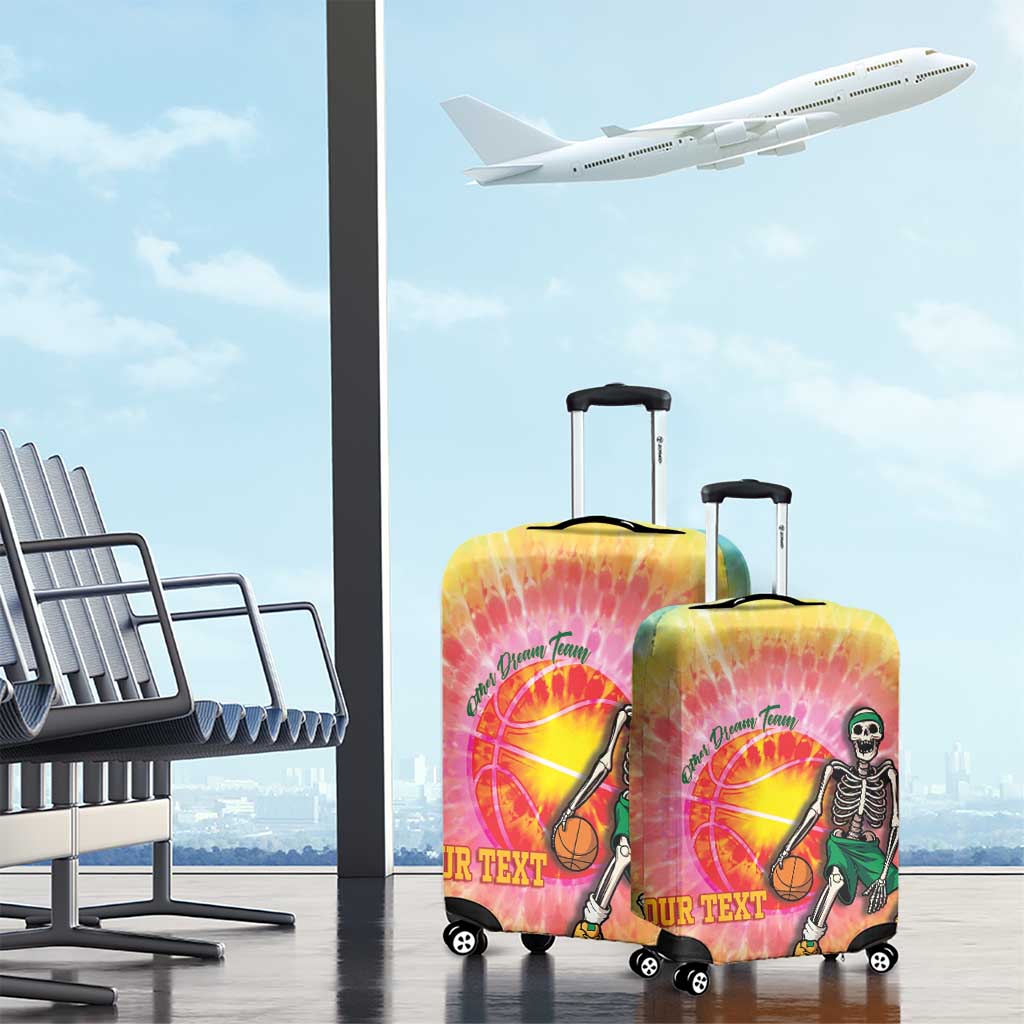 Lithuania Basketball Custom Luggage Cover 100th Anniversary Skeleton Colorful Tie Dye LT14