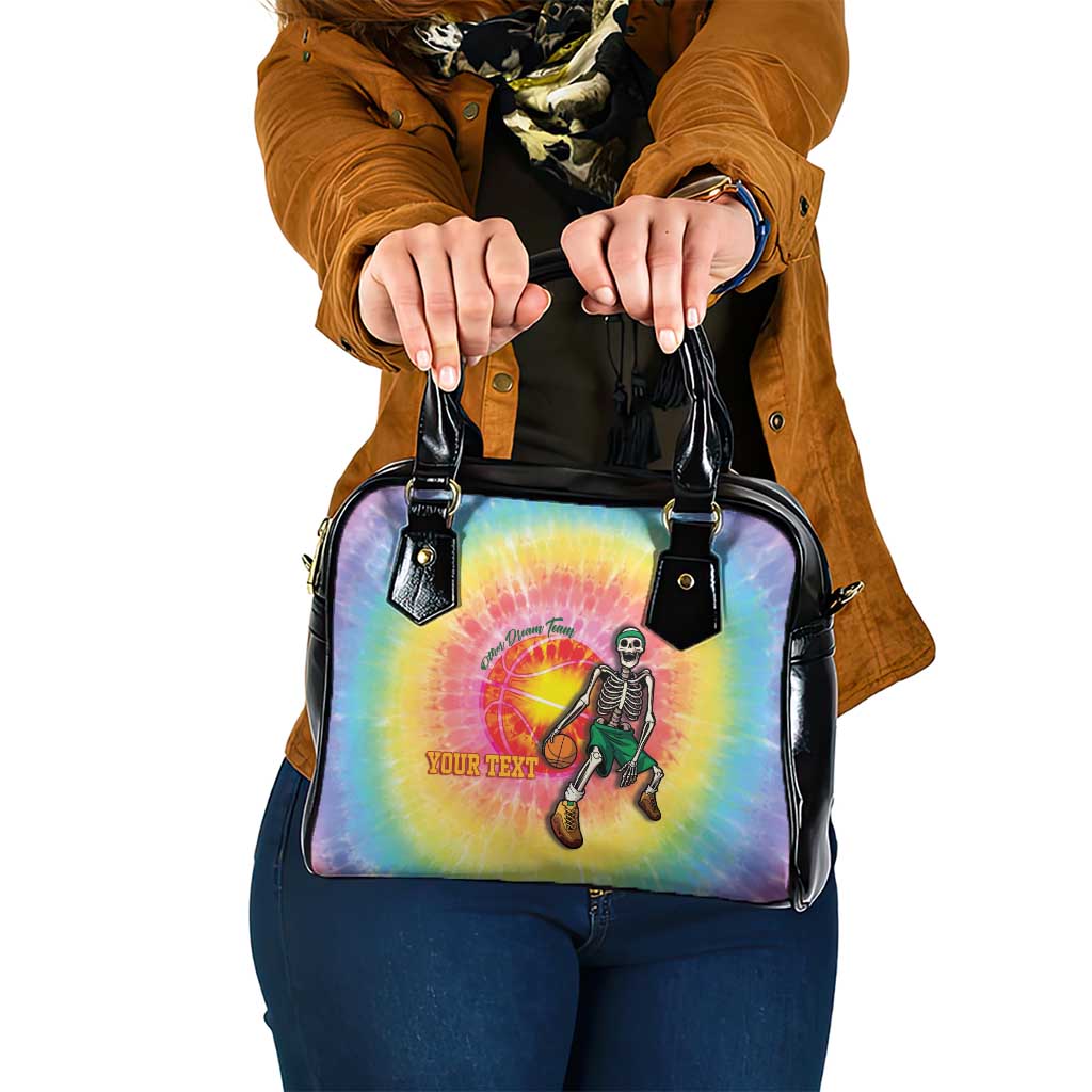 Lithuania Basketball Custom Shoulder Handbag 100th Anniversary Skeleton Colorful Tie Dye LT14
