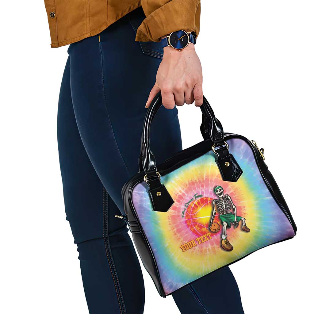 Lithuania Basketball Custom Shoulder Handbag 100th Anniversary Skeleton Colorful Tie Dye LT14