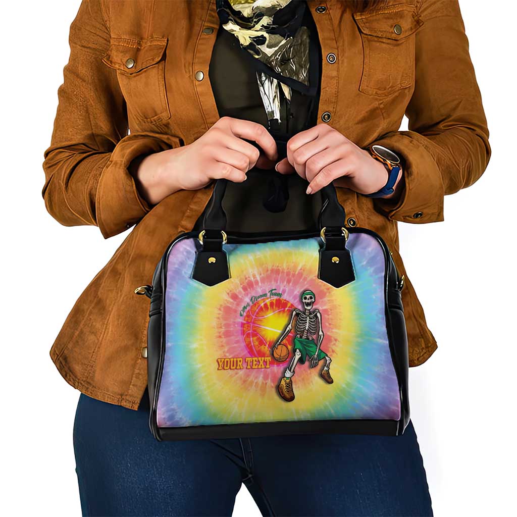 Lithuania Basketball Custom Shoulder Handbag 100th Anniversary Skeleton Colorful Tie Dye LT14