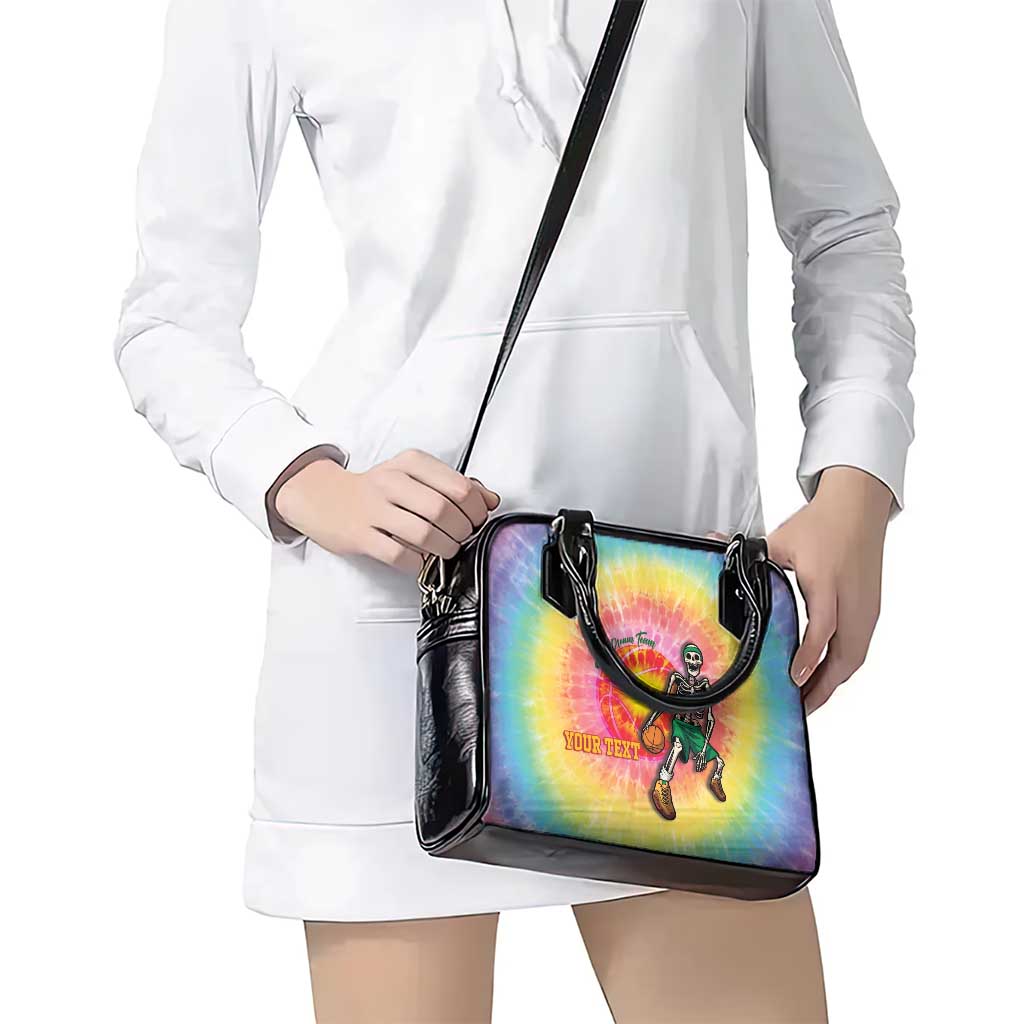 Lithuania Basketball Custom Shoulder Handbag 100th Anniversary Skeleton Colorful Tie Dye LT14