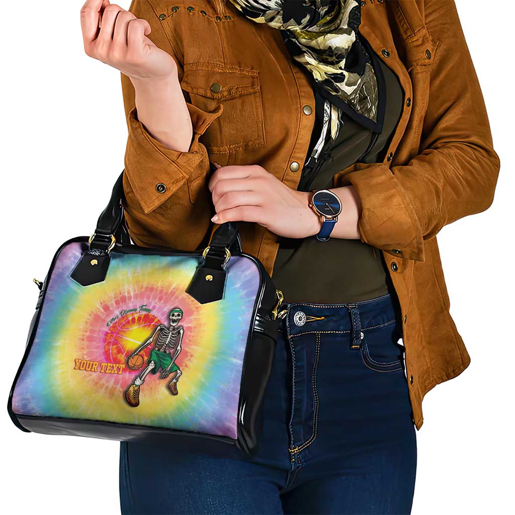 Lithuania Basketball Custom Shoulder Handbag 100th Anniversary Skeleton Colorful Tie Dye LT14
