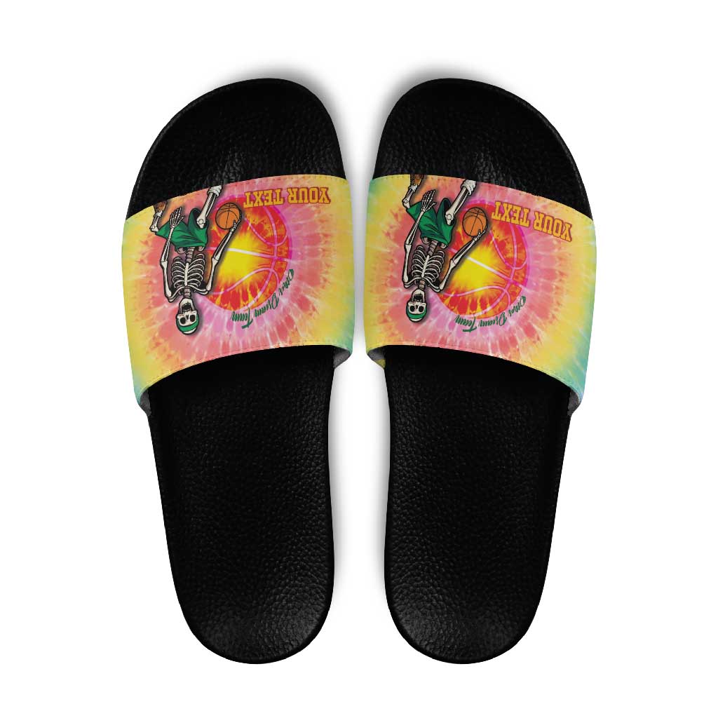Lithuania Basketball Custom Slide Sandals 100th Anniversary Skeleton Colorful Tie Dye LT14