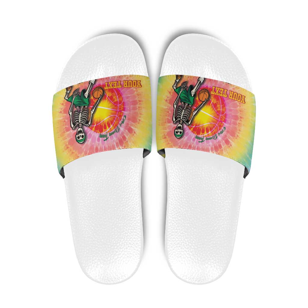 Lithuania Basketball Custom Slide Sandals 100th Anniversary Skeleton Colorful Tie Dye LT14