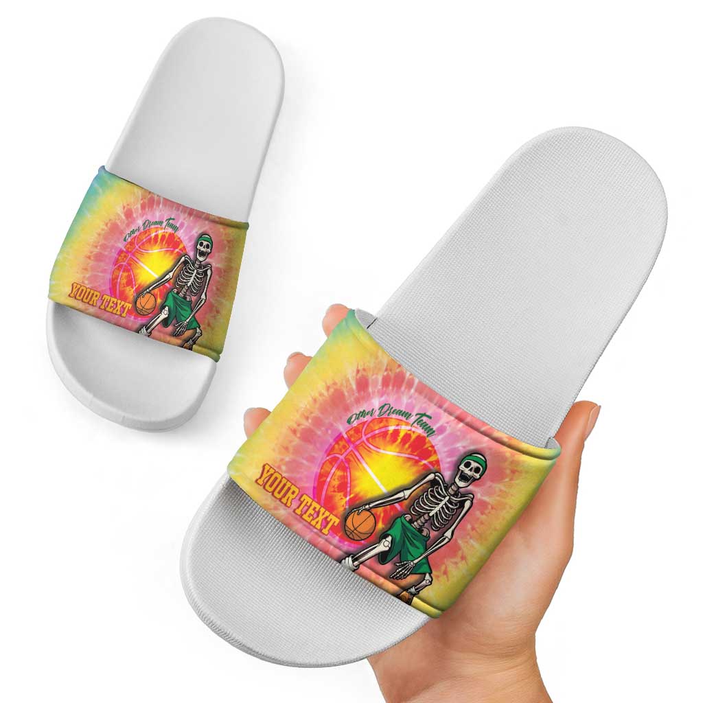 Lithuania Basketball Custom Slide Sandals 100th Anniversary Skeleton Colorful Tie Dye LT14