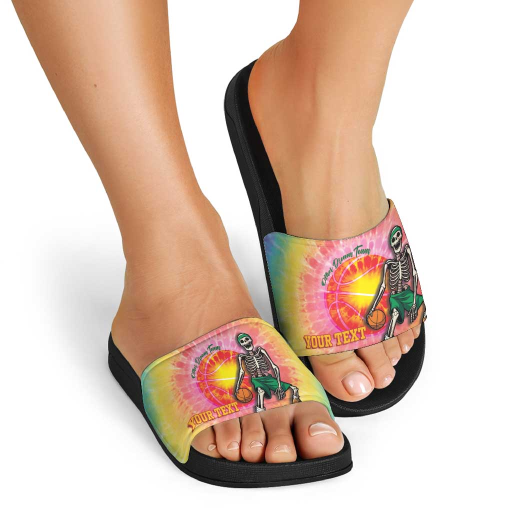 Lithuania Basketball Custom Slide Sandals 100th Anniversary Skeleton Colorful Tie Dye LT14