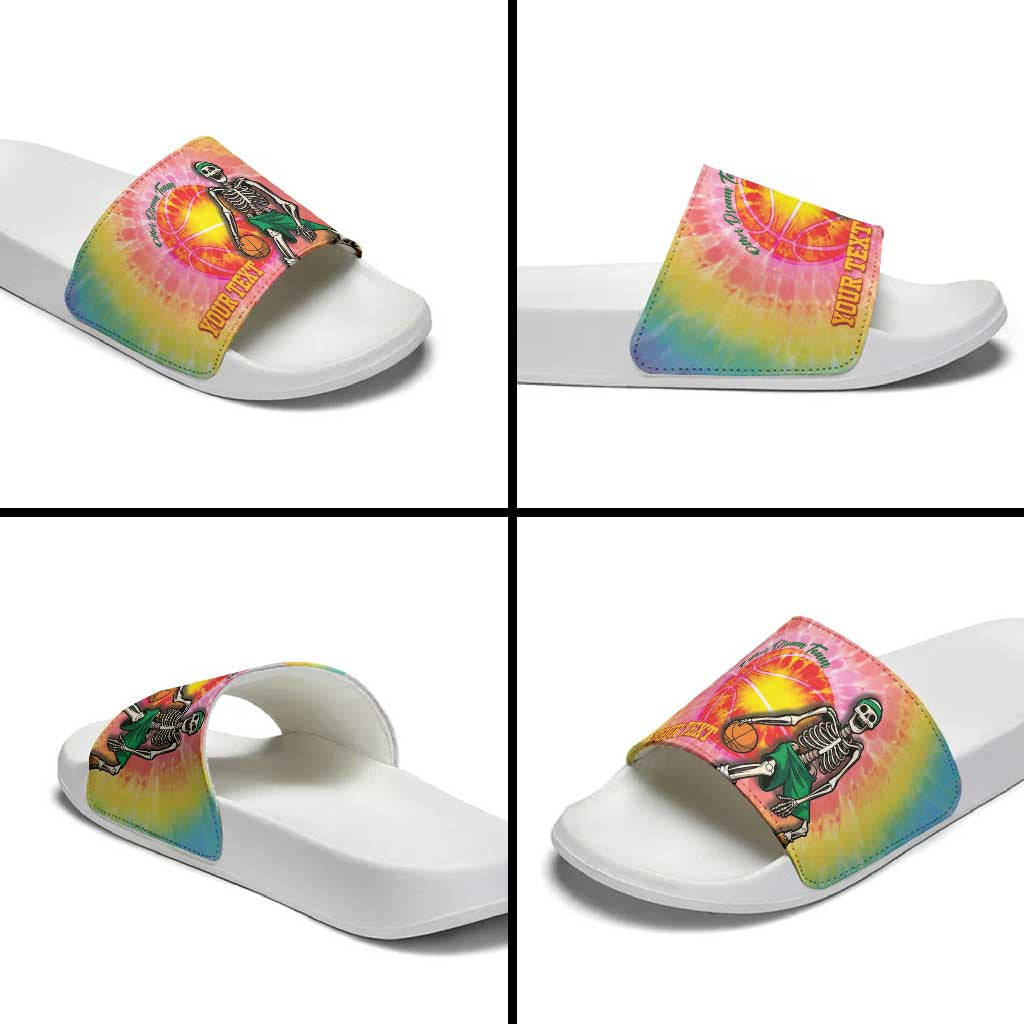 Lithuania Basketball Custom Slide Sandals 100th Anniversary Skeleton Colorful Tie Dye LT14
