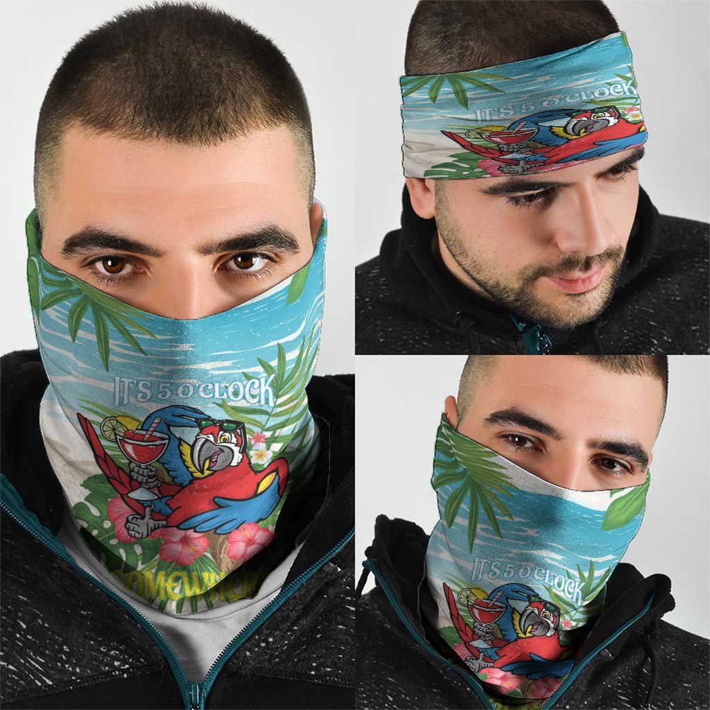 Guyana Christmas Neck Gaiter Chilling Macaw It's 5 o'clock Somewhere LT14