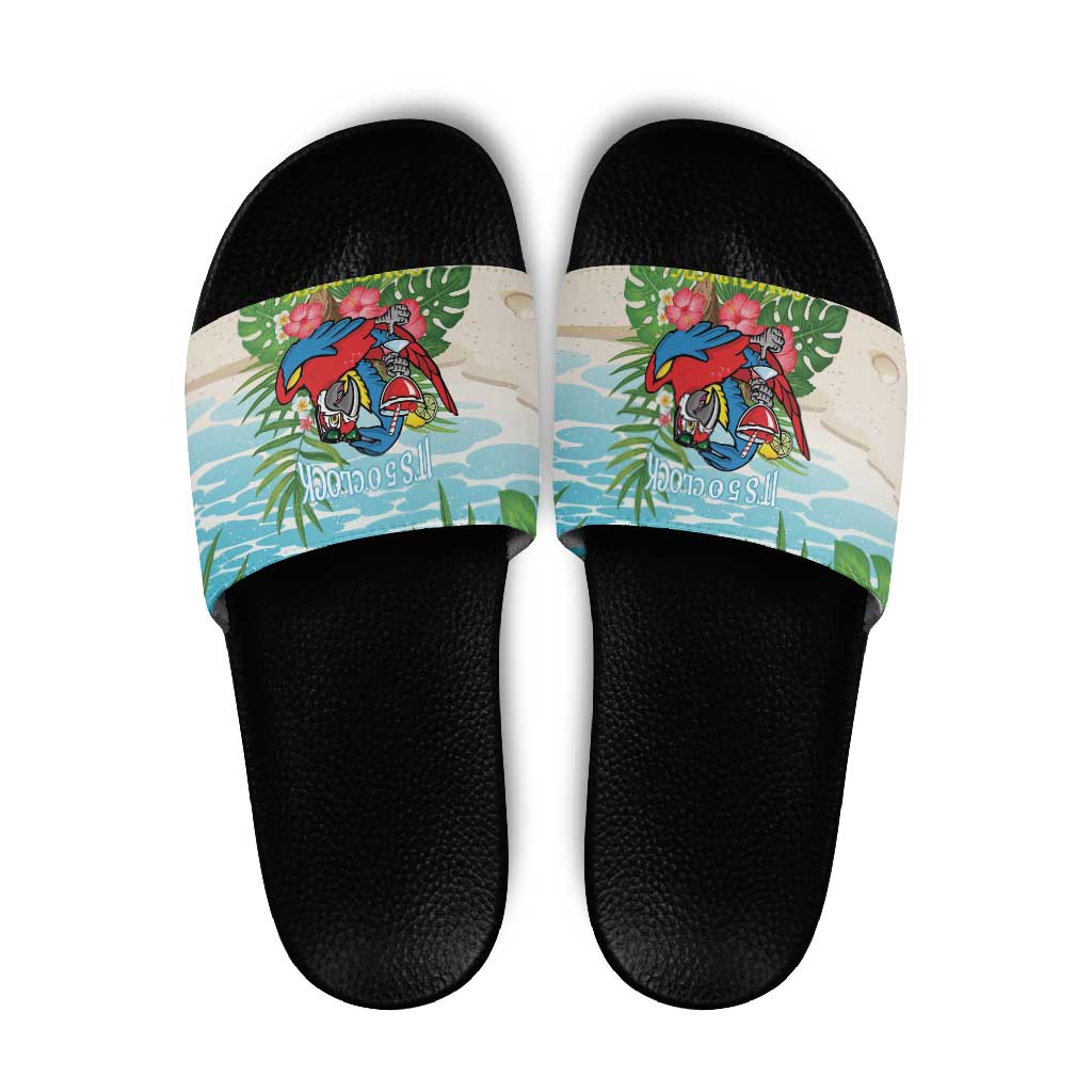 Guyana Christmas Slide Sandals Chilling Macaw It's 5 o'clock Somewhere LT14