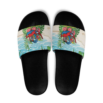 Guyana Christmas Slide Sandals Chilling Macaw It's 5 o'clock Somewhere LT14