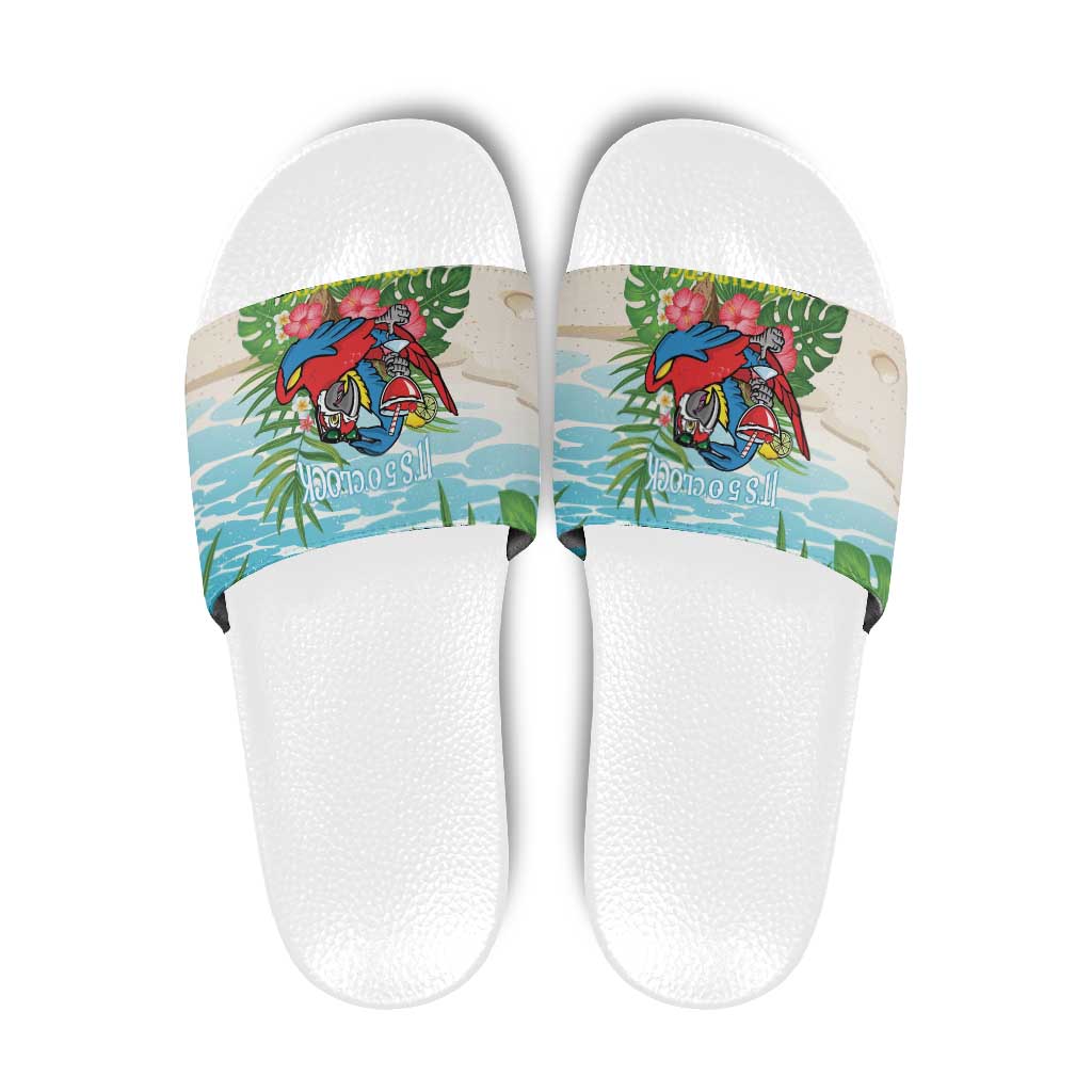 Guyana Christmas Slide Sandals Chilling Macaw It's 5 o'clock Somewhere LT14