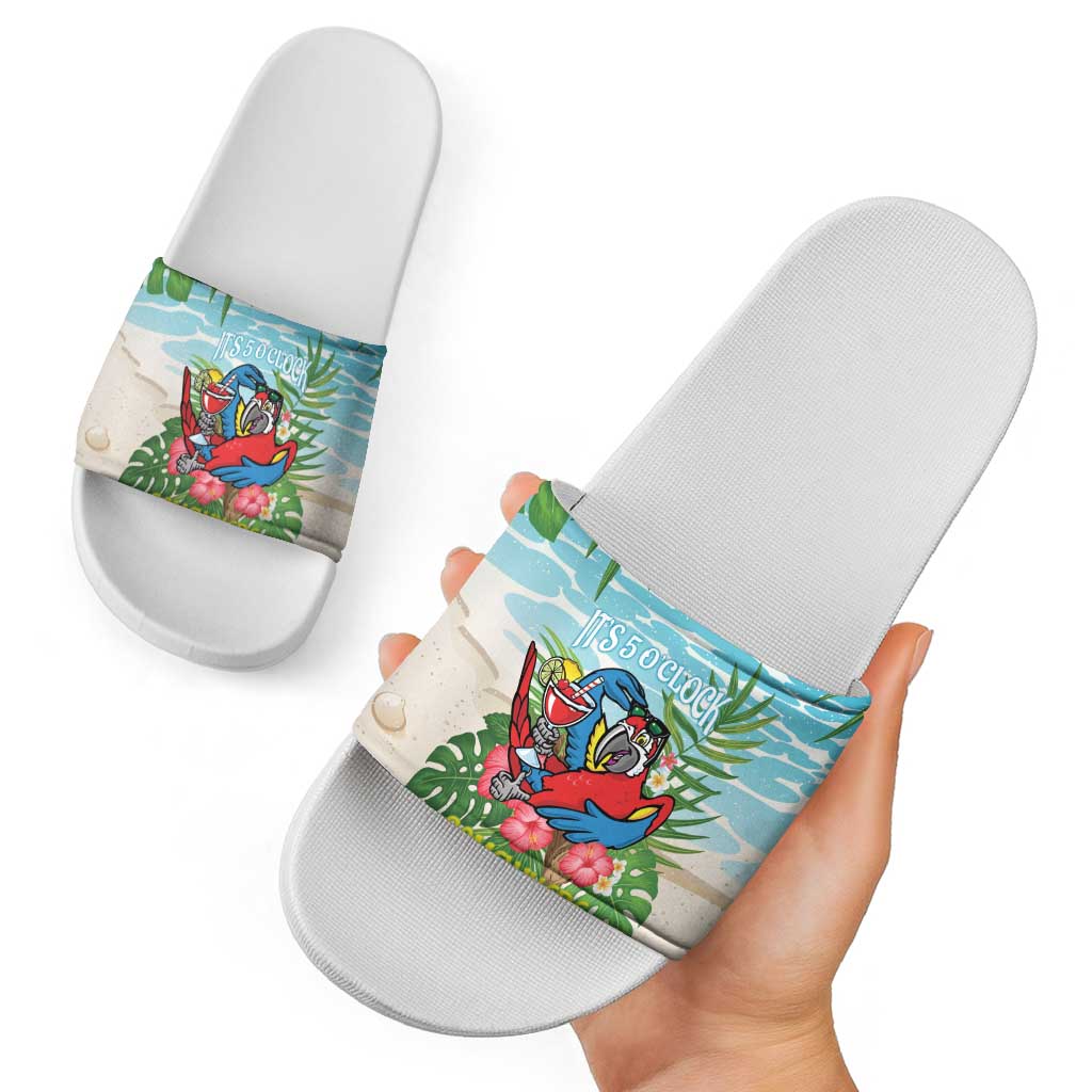 Guyana Christmas Slide Sandals Chilling Macaw It's 5 o'clock Somewhere LT14