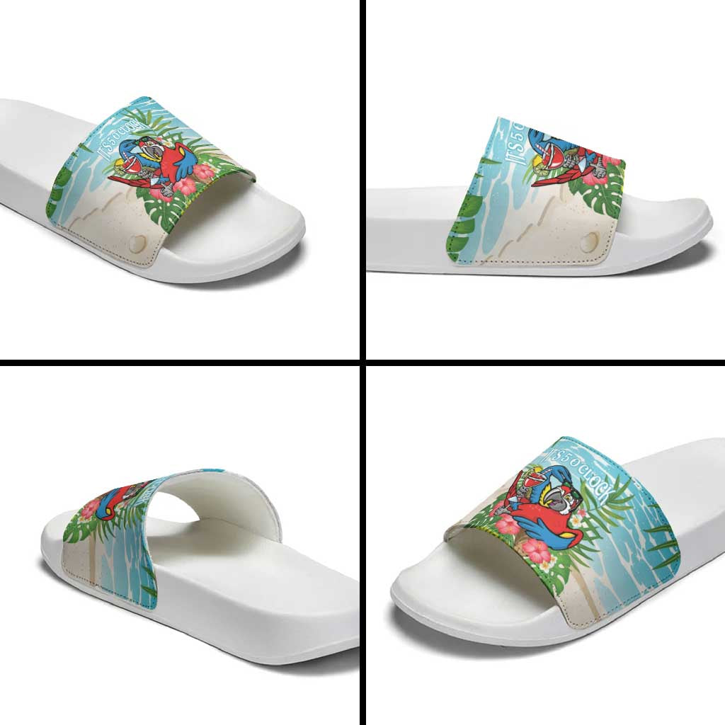 Guyana Christmas Slide Sandals Chilling Macaw It's 5 o'clock Somewhere LT14