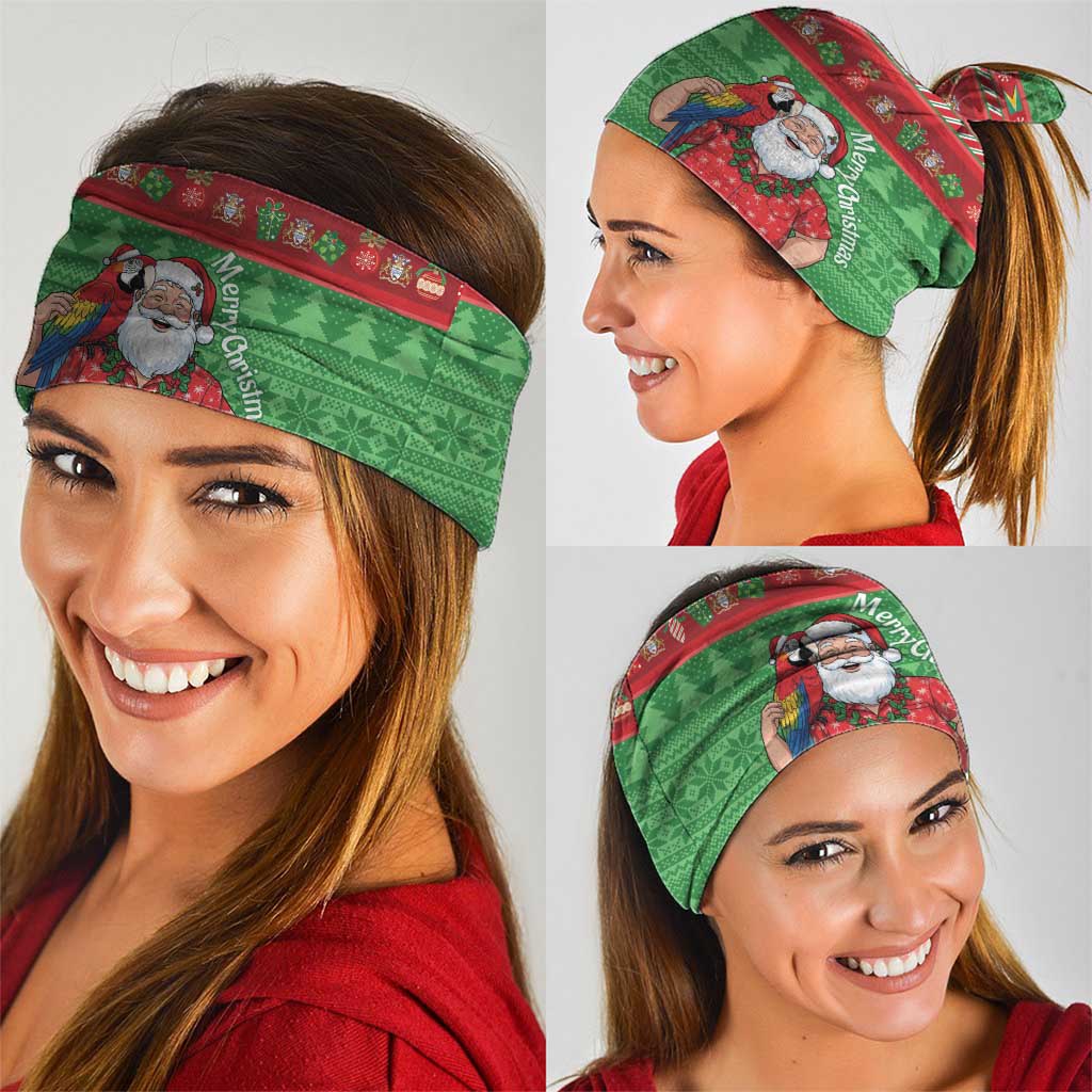 Guyana Christmas Neck Gaiter Santa With Macaw Parrot Merry Xmas LT14
