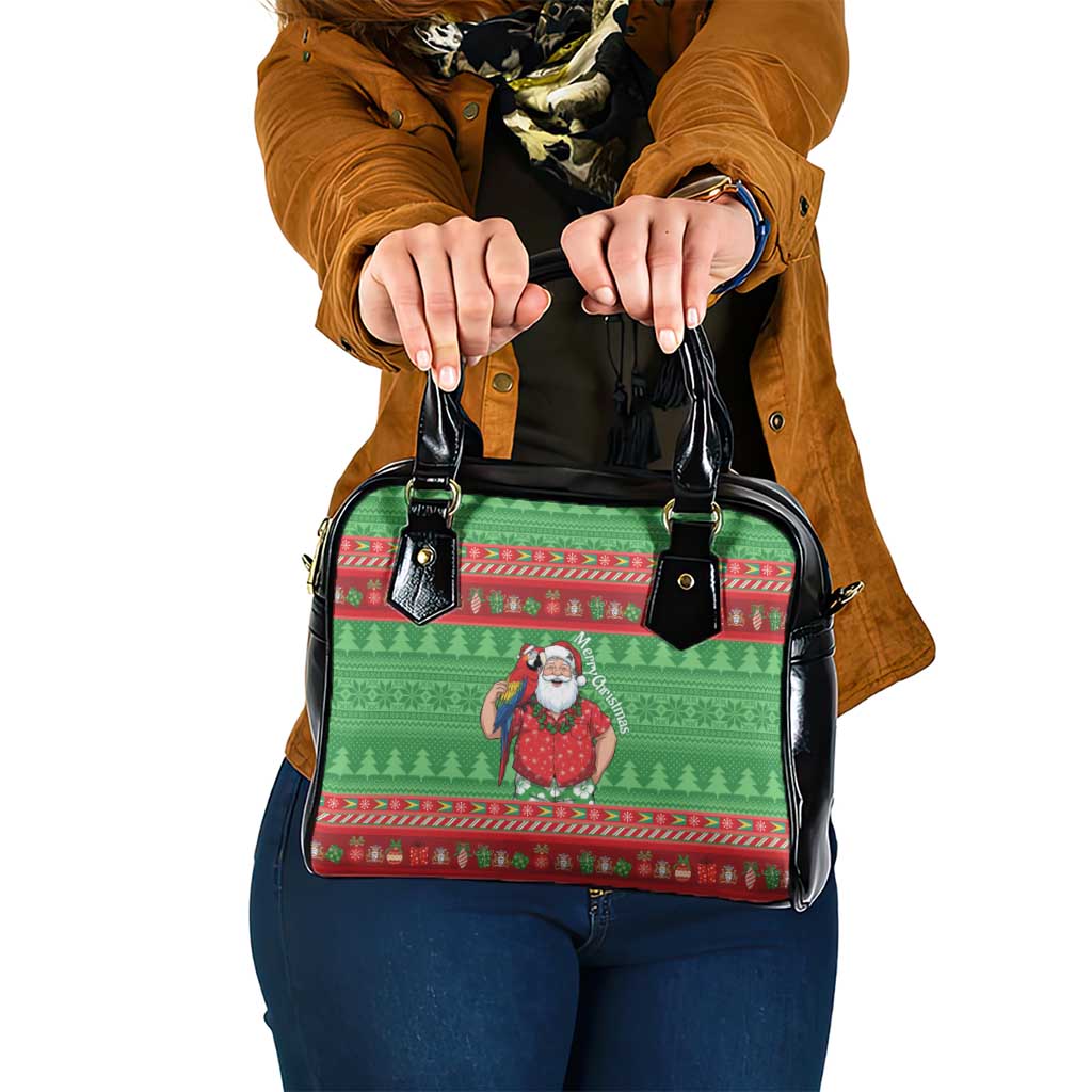 Guyana Christmas Shoulder Handbag Santa With Macaw Parrot Merry Xmas LT14