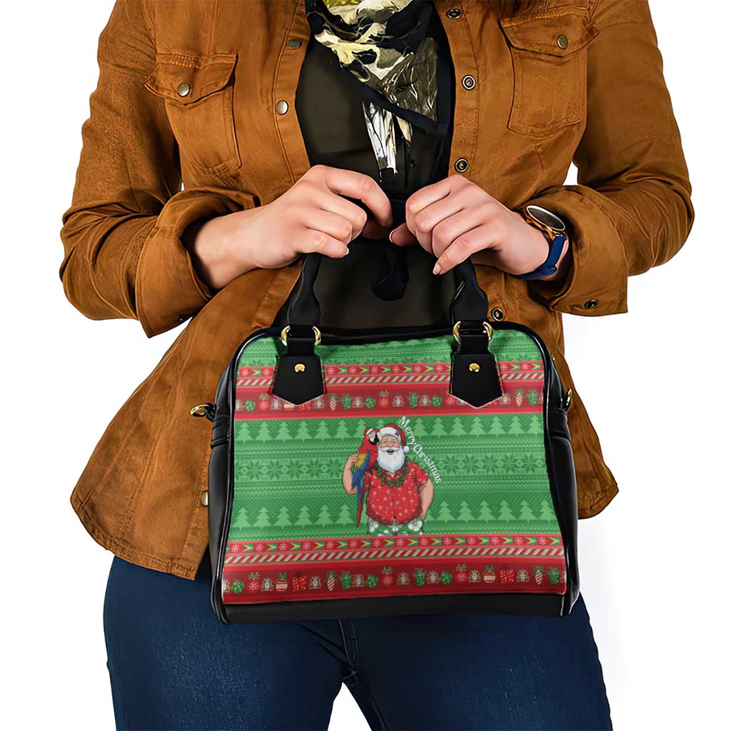 Guyana Christmas Shoulder Handbag Santa With Macaw Parrot Merry Xmas LT14