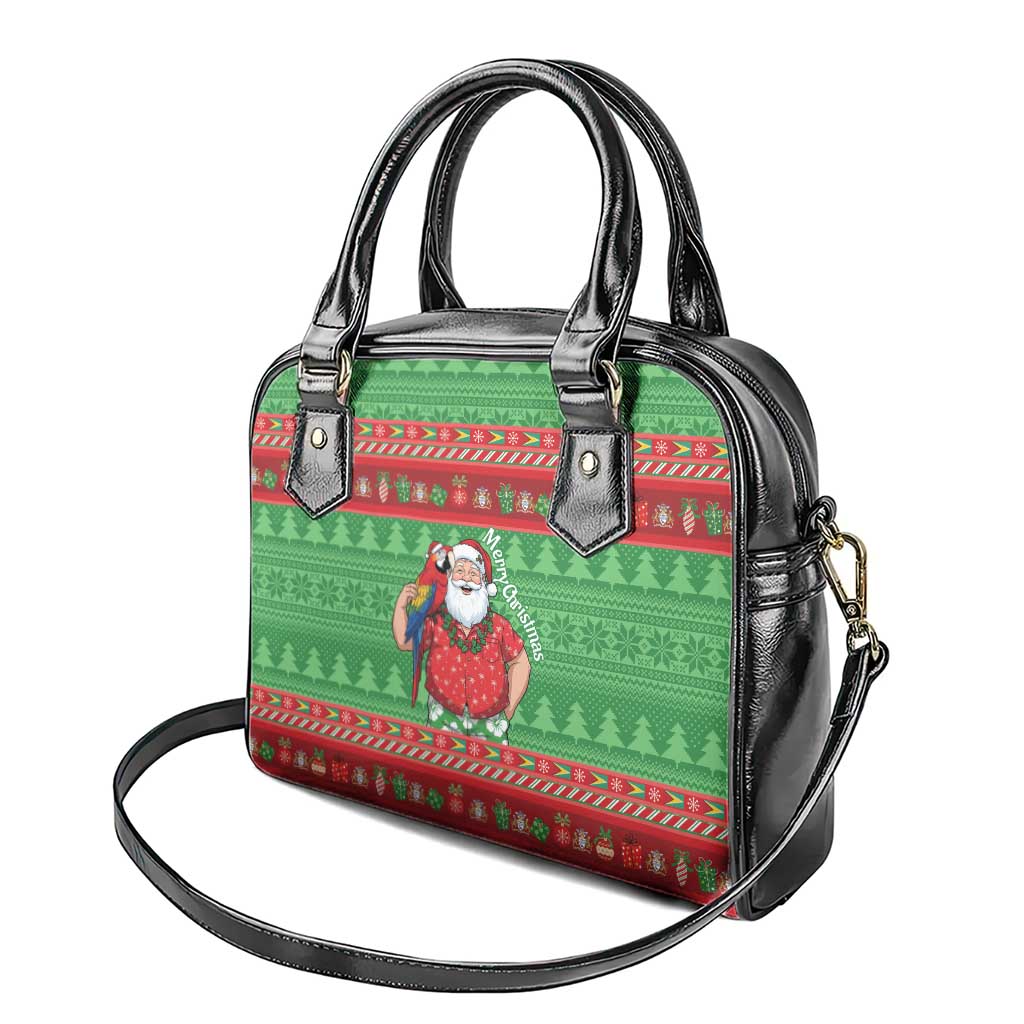 Guyana Christmas Shoulder Handbag Santa With Macaw Parrot Merry Xmas LT14