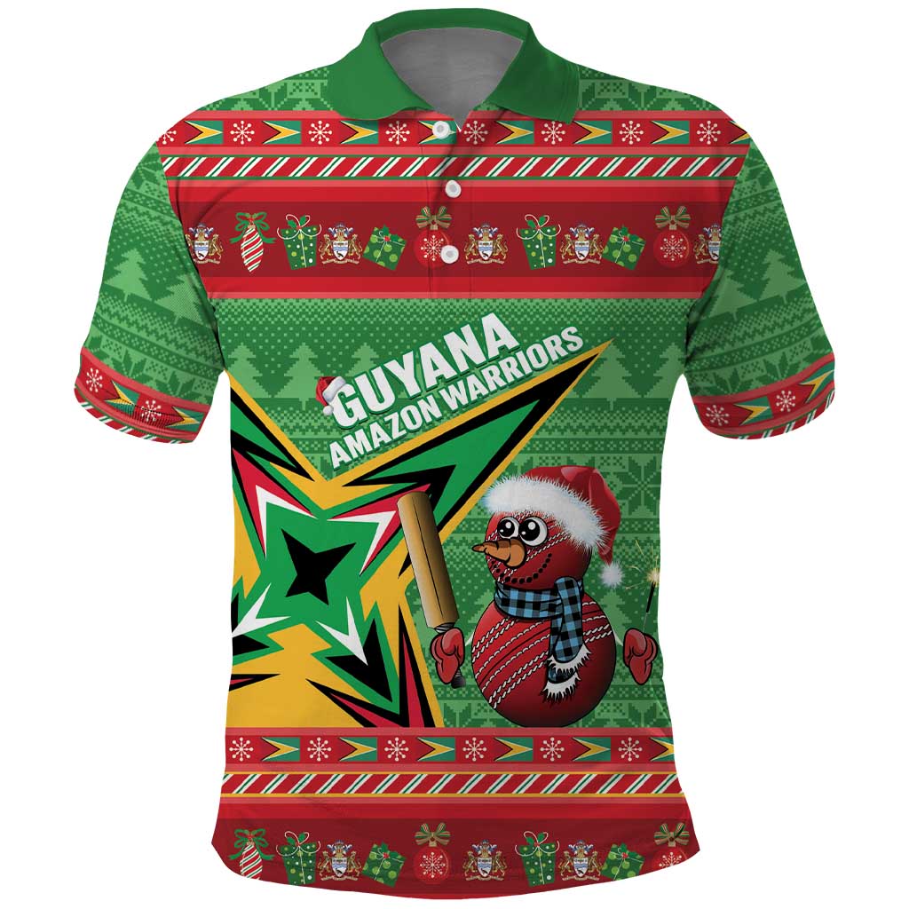 Personalized Guyana Cricket Christmas Polo Shirt Amazon Warriors Merry Xmas LT14