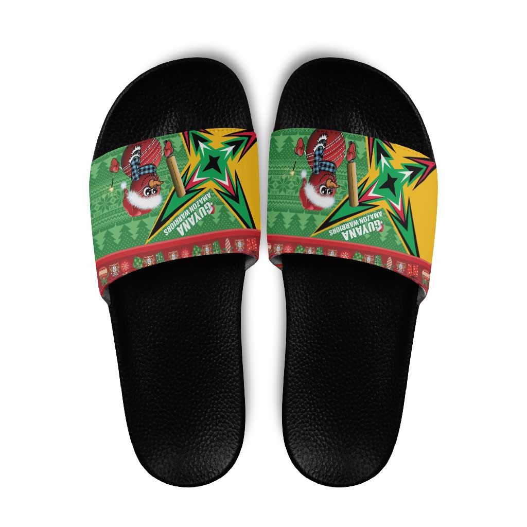 Guyana Cricket Christmas Slide Sandals Amazon Warriors Merry Xmas LT14
