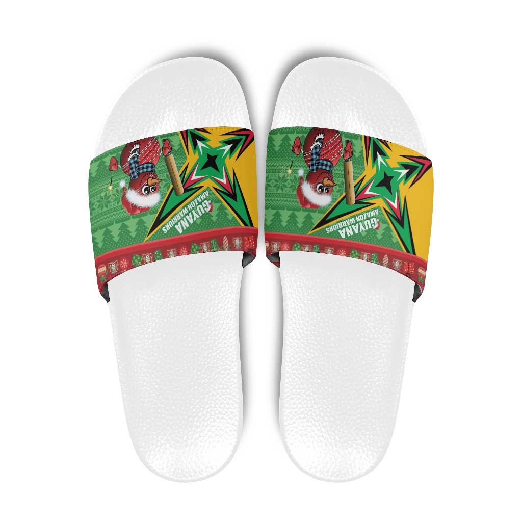 Guyana Cricket Christmas Slide Sandals Amazon Warriors Merry Xmas LT14