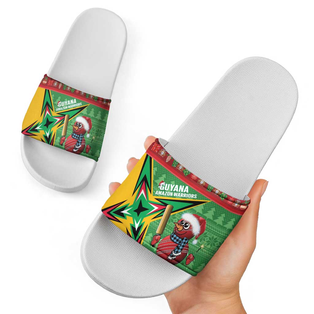 Guyana Cricket Christmas Slide Sandals Amazon Warriors Merry Xmas LT14