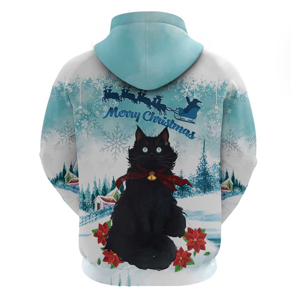Iceland Yule Cat Christmas Hoodie Jolakotturinn With Poinsettia - Winter Vibes LT14