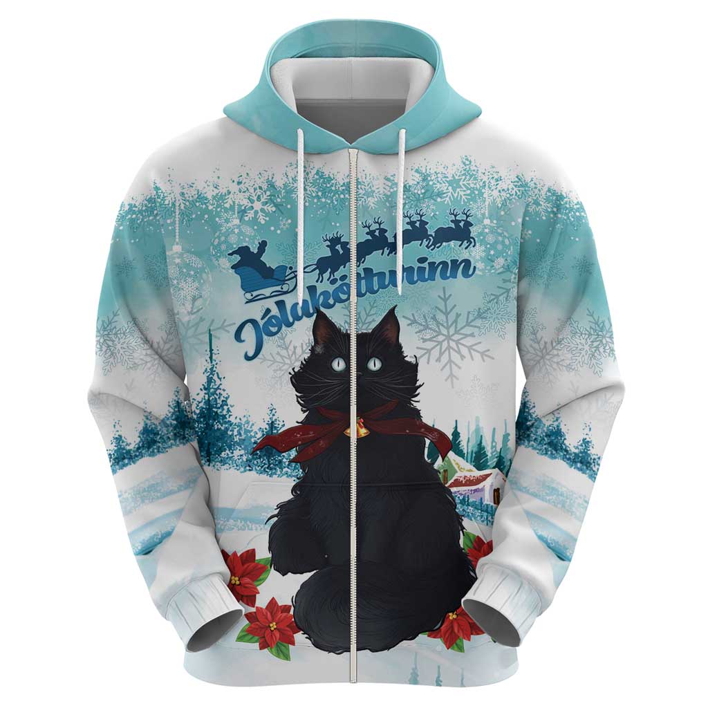 Iceland Yule Cat Christmas Hoodie Jolakotturinn With Poinsettia - Winter Vibes LT14