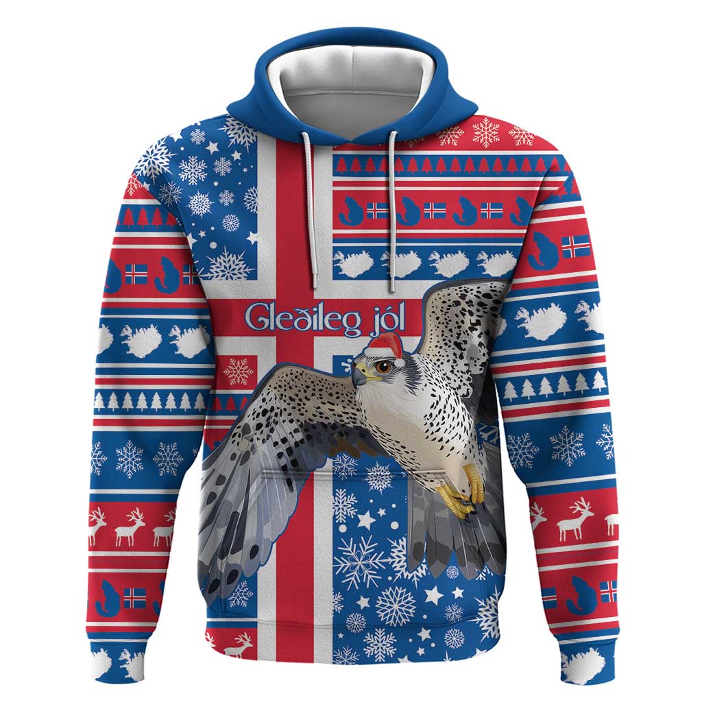 Iceland Christmas Hoodie Gyrfalcon Santa Merry Xmas LT14