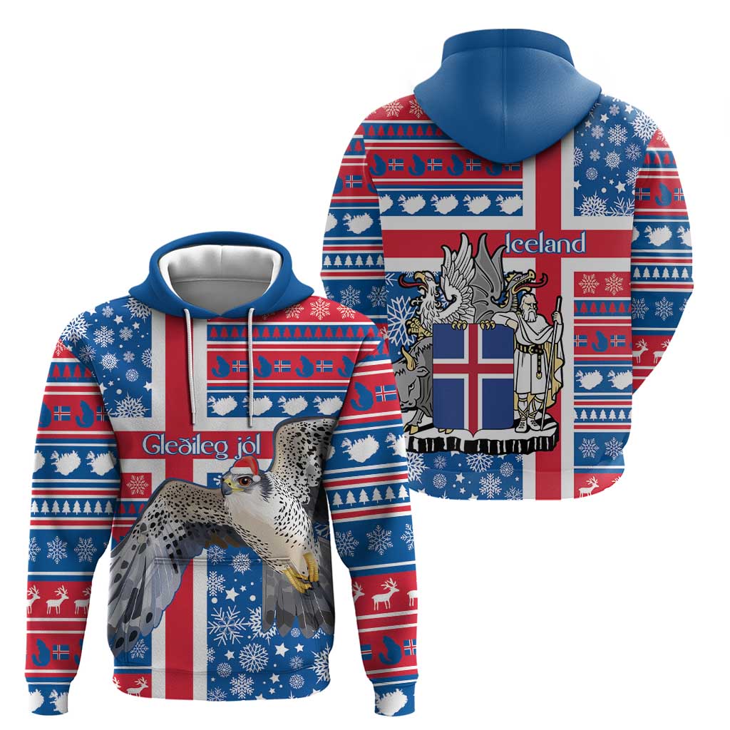 Iceland Christmas Hoodie Gyrfalcon Santa Merry Xmas LT14