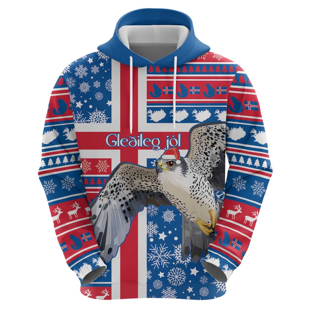Iceland Christmas Hoodie Gyrfalcon Santa Merry Xmas LT14