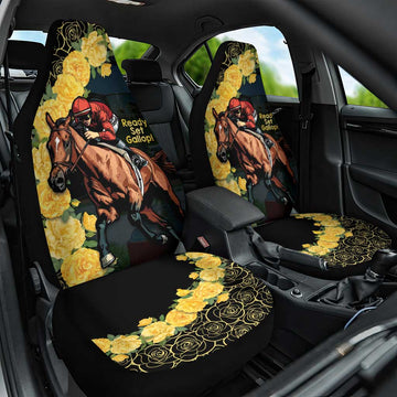 Melbourne Horse Racing Car Seat Cover Yellow Roses - Ready Set Gallop! LT14