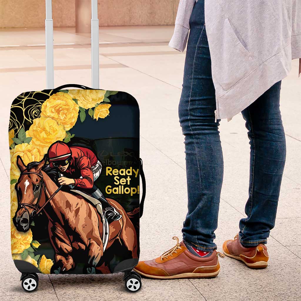 Melbourne Horse Racing Luggage Cover Yellow Roses - Ready Set Gallop! LT14