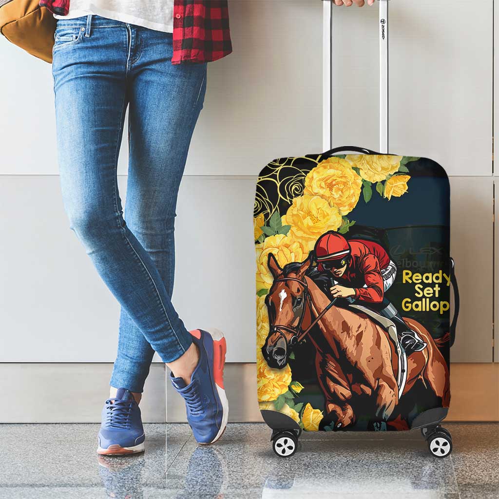 Melbourne Horse Racing Luggage Cover Yellow Roses - Ready Set Gallop! LT14
